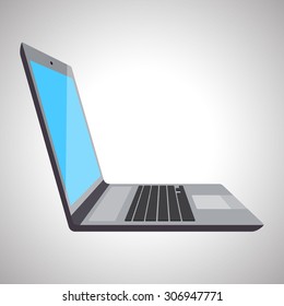 vector illustration of laptop, isolated on white background