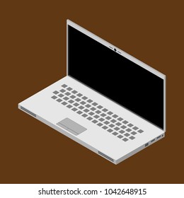 Vector illustration of a laptop. Logo is the icon of the netbook. Computer.