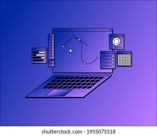 Ilustración vectorial del portátil o portátil