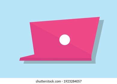ilustración vectorial de un portátil o portátil de color rosa sobre un fondo azul claro con un toque de sombra. 6000x4000 píxeles perfectos.