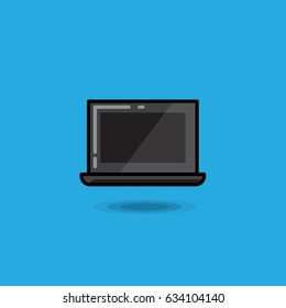 Vector illustration laptop on a blue background. Illustration netbook icon isolated, notebook vector