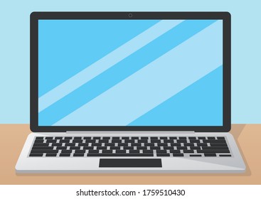 vector illustration of laptop on desk