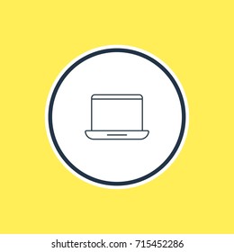 Vector Illustration Of Laptop Outline. Beautiful Computer Element Also Can Be Used As Notebook   Element.