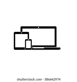 vector illustration laptop, phone, tablet silhouettes,outlines,icons on background,with empty screen, EPS10