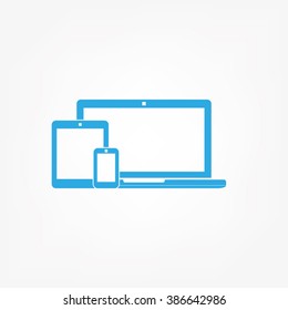 vector illustration laptop, phone, tablet silhouettes,outlines,icons on background,with empty screen, EPS10