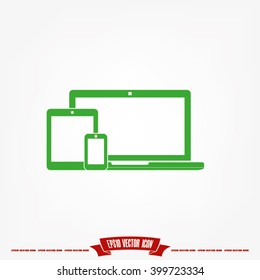 vector illustration laptop, phone, tablet silhouettes,outlines,icons on background,with empty screen