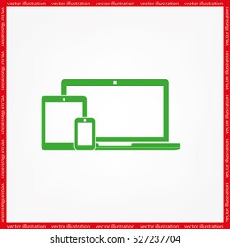 vector illustration laptop, phone, tablet silhouettes,outlines,icons on background,with empty screen, EPS10