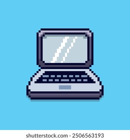 Vector Illustration of laptop with Pixel Art Design, perfect for game assets themed designs