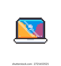 Ilustración vectorial de portátil con Pixel Art Design, perfecto para diseños temáticos de activos de juego