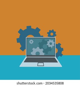 Vector illustration of laptop with repair ornament