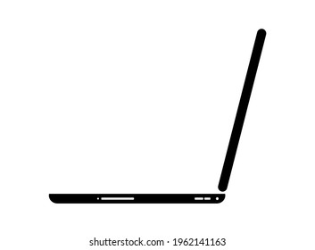 Vector Illustration Of Laptop Side Profile Icon On White Background