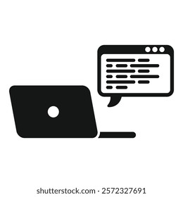 Vector illustration of a laptop with a speech bubble icon, symbolizing online communication
