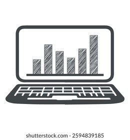 Vector Illustration Laptop with statistics template