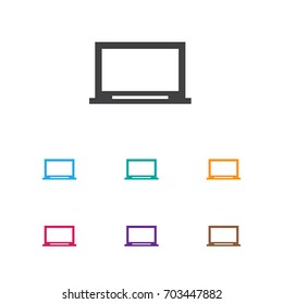 Vector Illustration Of Laptop Symbol On Screen Icon. Premium Quality Isolated Display Element In Trendy Flat Style.