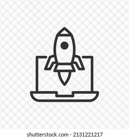 Vector Illustration Of Laptop Turbo Rocket Icon In Dark Color And Transparent Background(png).