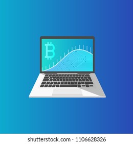 Vector illustration of laptop and web page with cryptocurrency concept