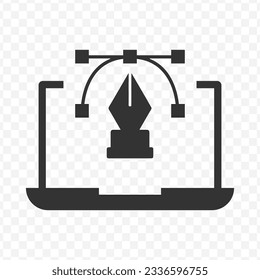 Vector illustration of laptops for design icon in dark color and transparent background(PNG).