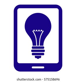 Vector Illustration of Large Blue Mobile with Electric Bulb Icon