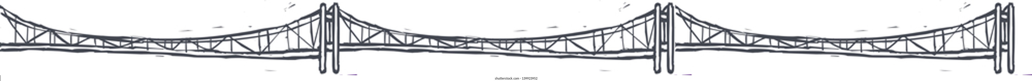 Vector illustration of a large bridge over the river