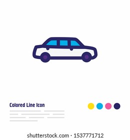 Vector illustration of large car icon colored line. Beautiful transit element also can be used as sedan icon element.
