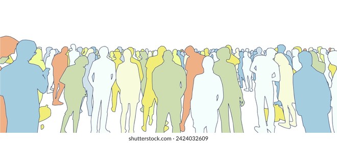 Vector illustration of large crowd of people