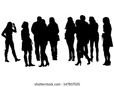 Vector Illustration Of A Large Crowd Of Young Girls. Property Release Is Attached To The File