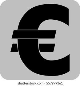 Vector Illustration of a large Euro currency symbol in black with grey background
