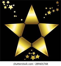 Vector illustration of A large gold star surrounded by smaller ones. Superstar.