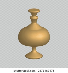 Ilustração vetorial de um grande vaso dourado com corpo arredondado e pescoço elegante. Perfeito para projetos de design de luxo, decoração e interiores.