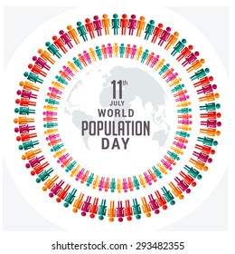 Vector illustration Large group of people gathered together.Population day.
