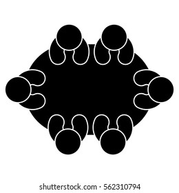 Vector Illustration of large group of people in review icon in black