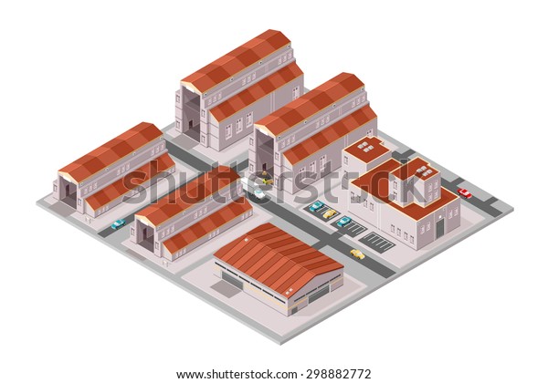 A vector illustration of a\
large Industrial estate complex.\
Isometric Industrial Estate icon\
illustration.\
Large industrial business\
complex.
