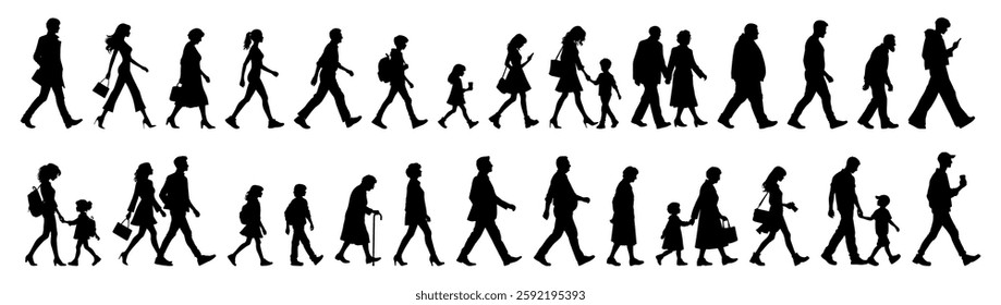 Vector illustration. Large set of silhouettes on a white background.