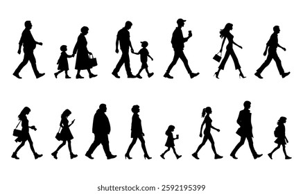 Vector illustration. Large set of silhouettes on a white background.