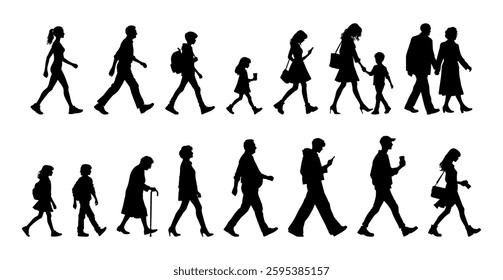 Vector illustration. Large set of silhouettes on a white background.