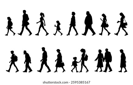 Vector illustration. Large set of silhouettes on a white background.