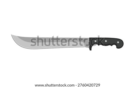 Vector illustration of a large, sharp-edged machete with a sturdy handle, designed for efficient cutting and clearing of dense vegetation in outdoor environments and gardening tasks
