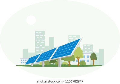 Vector illustration of large solar panels