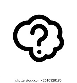 A vector illustration of a large thought bubble containing a prominent question mark. This design symbolizes curiosity and inquiry, ideal for educational and creative projects.