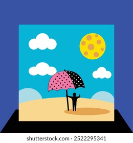 A vector illustration of a large umbrella.