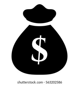 Vector illustration of large white dollar symbol on black bag