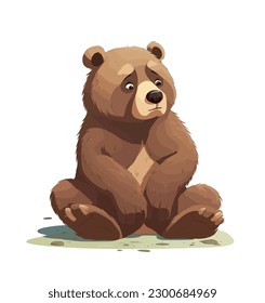Vector illustration, a large wild bear is smiling