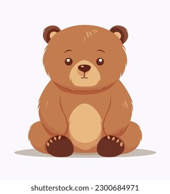 Vector illustration, a large wild bear is smiling