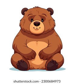 Vector illustration, a large wild bear is smiling