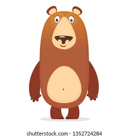 Vector illustration, a large wild cartoon bear is smiling