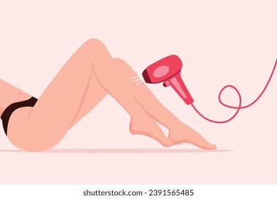 Vector illustration of laser hair removal of female legs female beauty salon