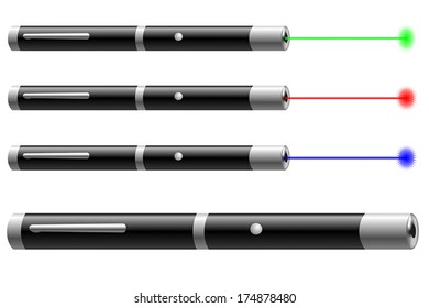 Vector illustration of laser pointers with different colors