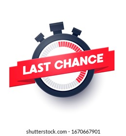 Vector Illustration Last Chance Web Banner With Modern Stop Watch Icon