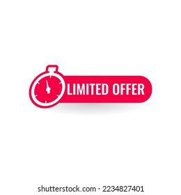 vector illustration last minute offer button sign, flat modern label, stopwatch countdown logo
