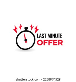 vector illustration last minute offer button sign, flat modern label, stopwatch countdown logo